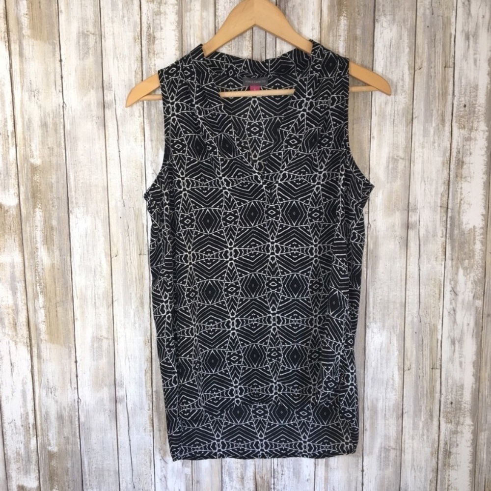 Vince Camuto Black & White High Low Sleeveless Blouse